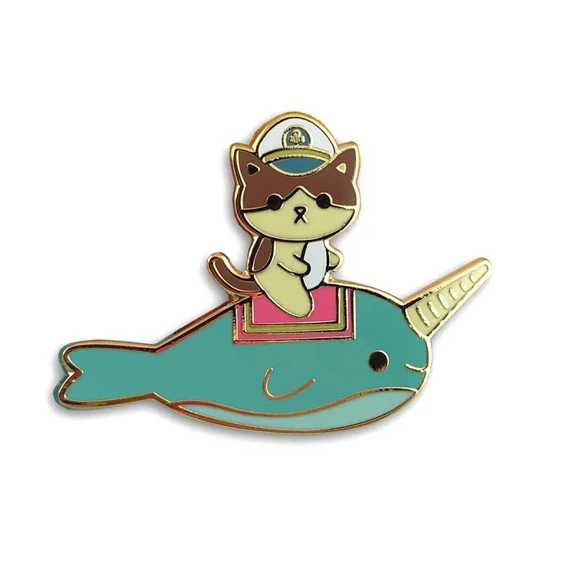 Admiral Whiskers Narwhal Ride Enamel Pin