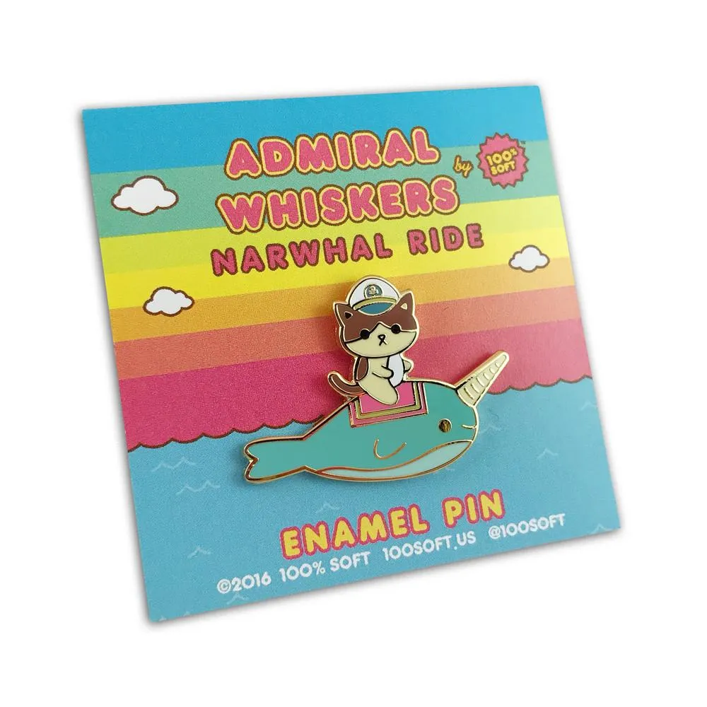 Admiral Whiskers Narwhal Ride Enamel Pin