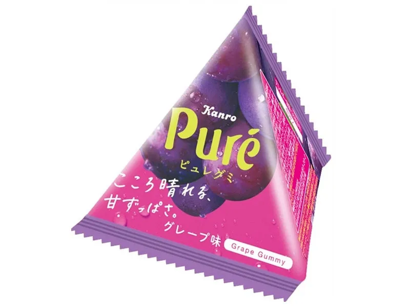 100yen for 3pcs KANRO Pure Gummy Petit Trigonal Pyramid Grape 13g