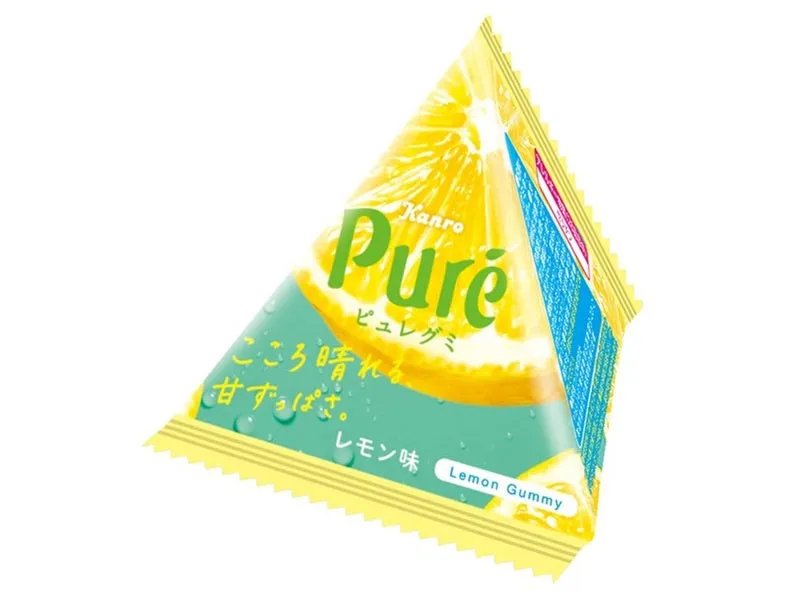 100yen for 3pcs KANRO Pure Gummy Petit Trigonal Pyramid Lemon 13g