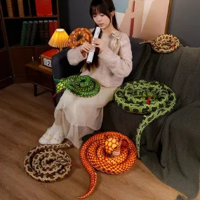 110/170CM Giant Simulation Cobra Plush Toy Soft Stuffed Animal Coiled Snake Doll Sofa Chair Decorate Children Birthday Gifts