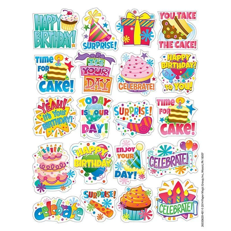 (12 Pk) Birthday Theme Stickers