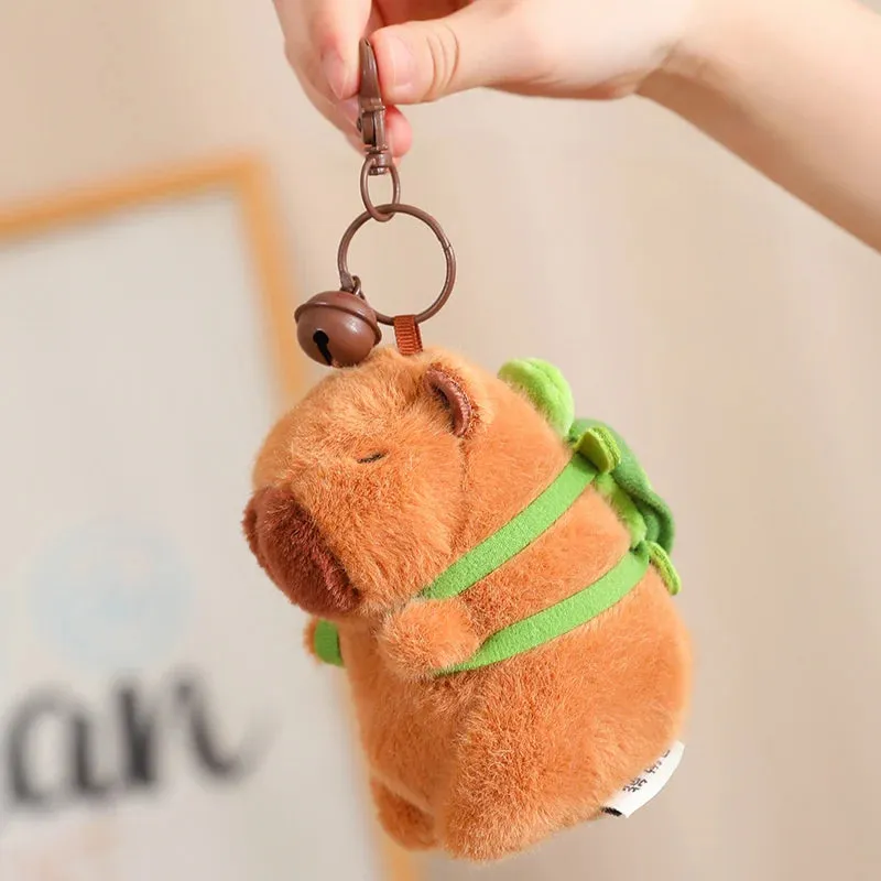 12/22/33CM Kawaii Strawberry Hat Capybara Plush Toy Chicken Turtle Backpack Capybara Stuffed Animals Plush Pendant Keychain Doll