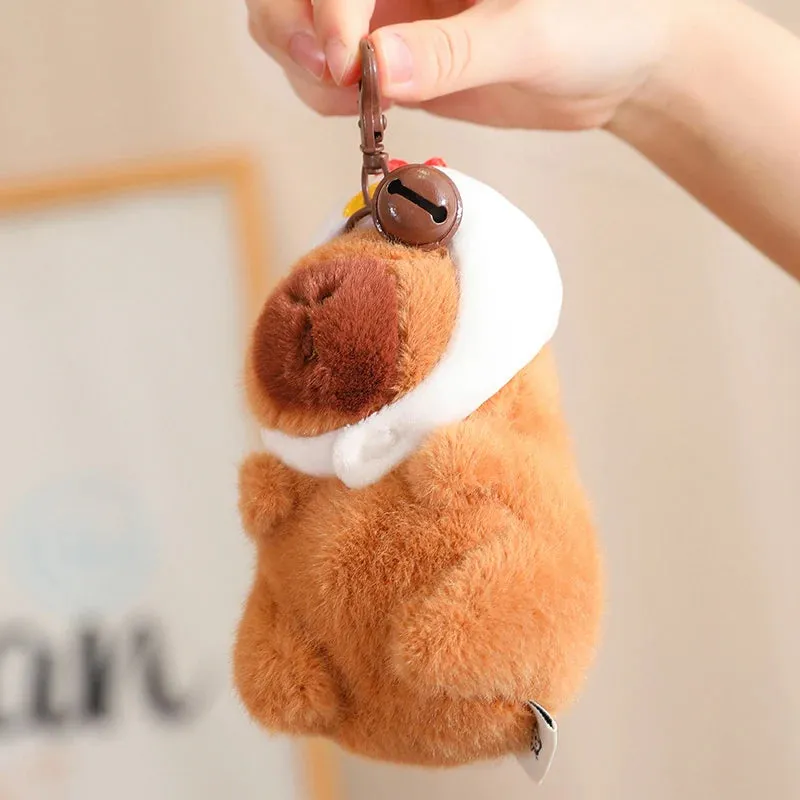 12/22/33CM Kawaii Strawberry Hat Capybara Plush Toy Chicken Turtle Backpack Capybara Stuffed Animals Plush Pendant Keychain Doll