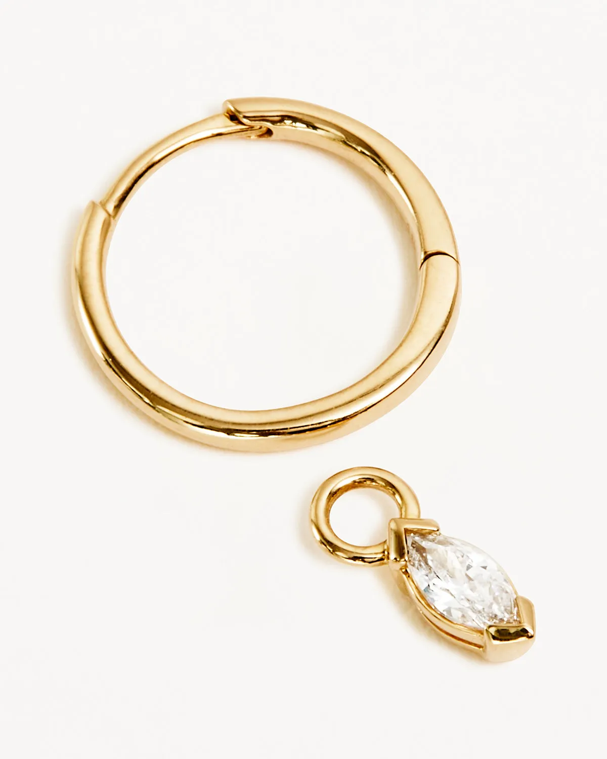 14k Solid Gold Floating Petal Lab-Grown Diamond Hoop