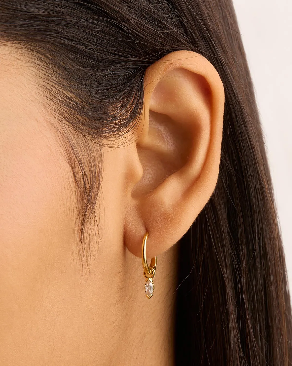 14k Solid Gold Floating Petal Lab-Grown Diamond Hoop