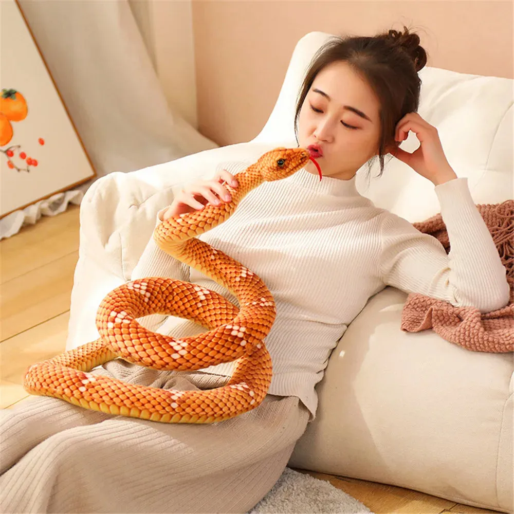 1pc 200cm Giant Snakes Plush Toy Simulation Long Golden Python Stuffed Snake Plushie Pillow Children Boys Gift Home Decoration