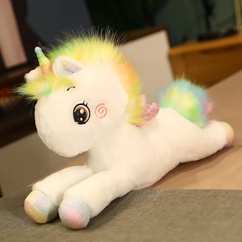 1pc 60/75cm Kawaii Lying Rainbow Unicorn Plush Toys Cartoon Animal Dolls for Children Girls Stuffed Toy Birthday Decor Gifts