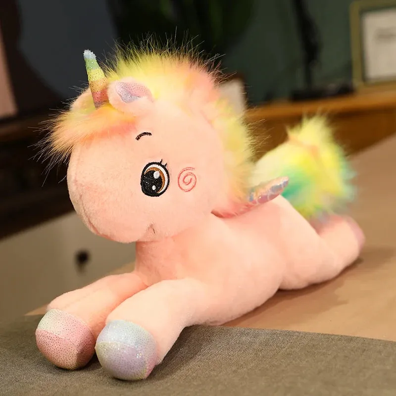 1pc 60/75cm Kawaii Lying Rainbow Unicorn Plush Toys Cartoon Animal Dolls for Children Girls Stuffed Toy Birthday Decor Gifts