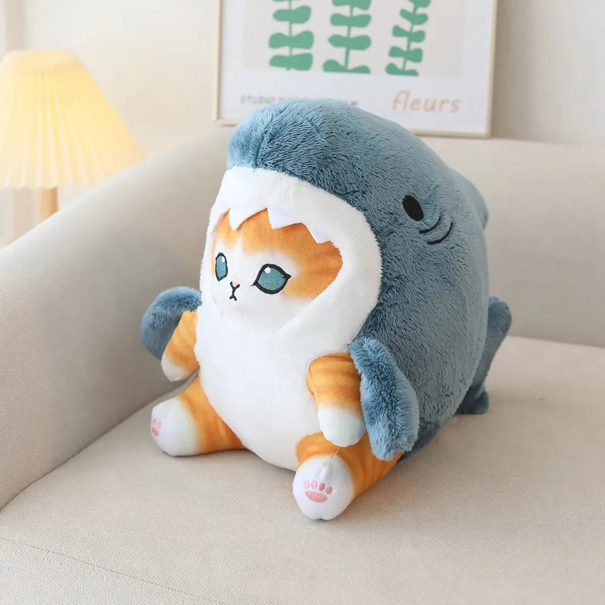 20/33CM Kawaii Shark Cat Peluche Toy Creative Shark Cosplay Kitten Dolls Stuffed Soft Animal Pillow for Children Girls Present