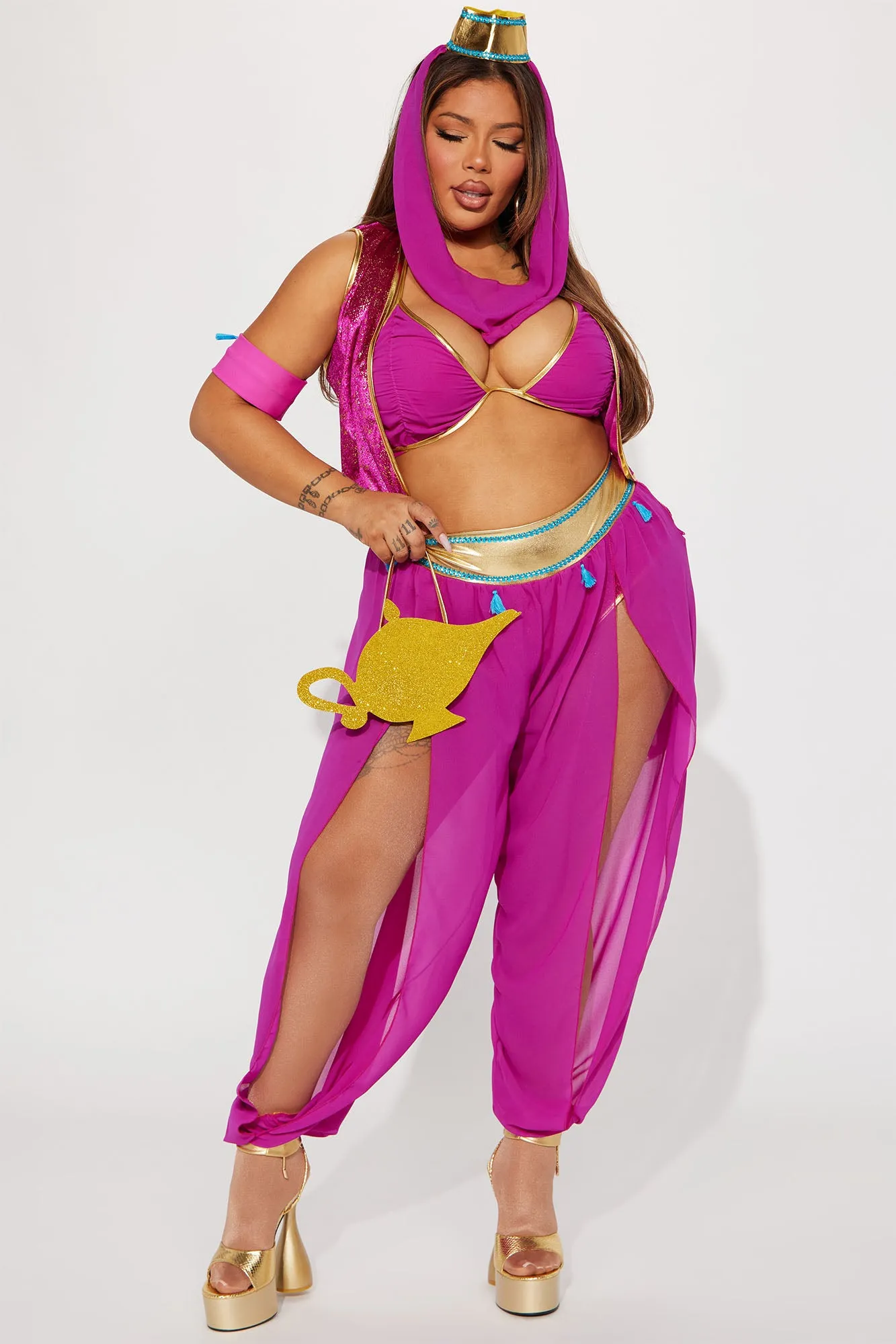 3 Wishes Genie 6 Piece Costume Set - Magenta/combo