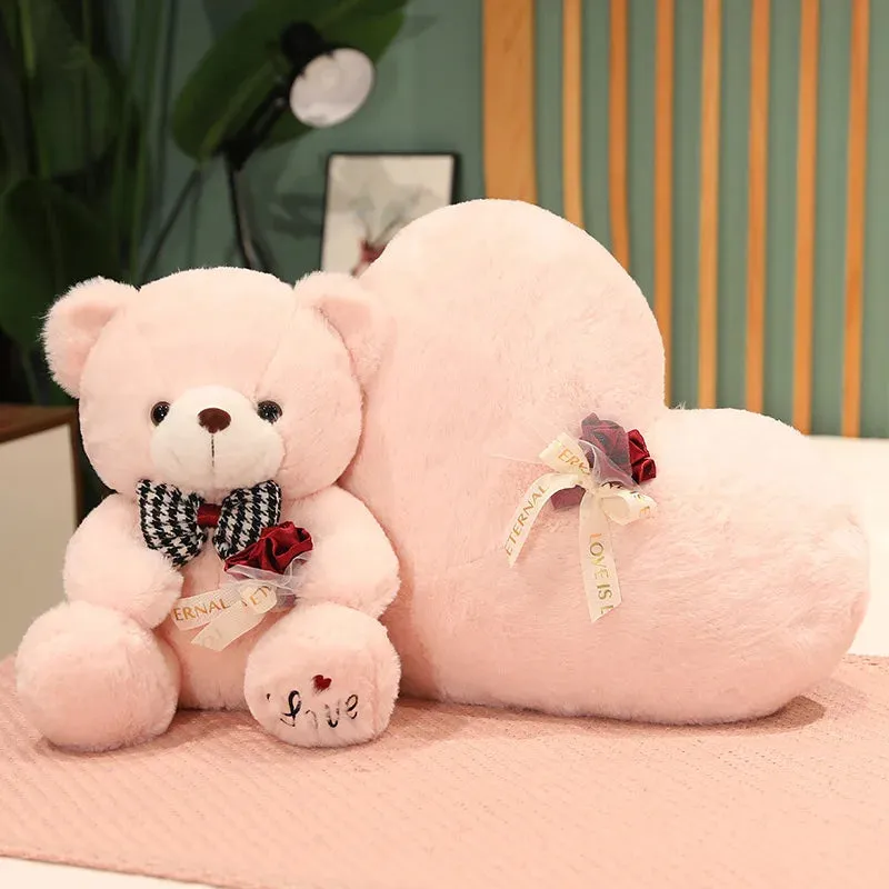 35-50cm Kawaii Teddy Bear Plush Stuffed Animal Doll Pillow Rose Bow Tie Accessories Dress Up Valentine's Day Girlfriend Gifts