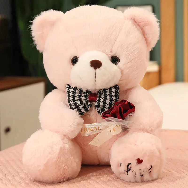 35-50cm Kawaii Teddy Bear Plush Stuffed Animal Doll Pillow Rose Bow Tie Accessories Dress Up Valentine's Day Girlfriend Gifts