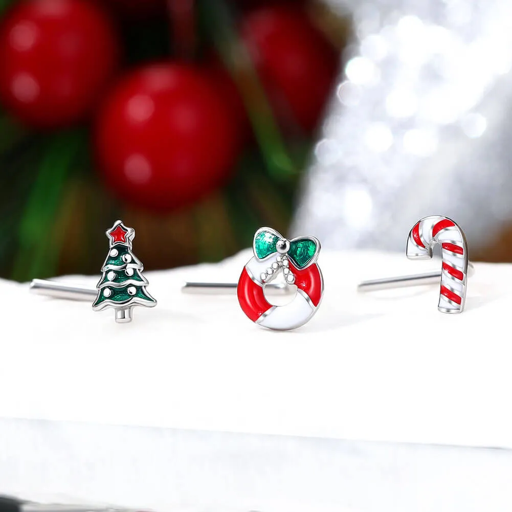 3PCS 20G Christmas L-shaped Nose Studs Silver