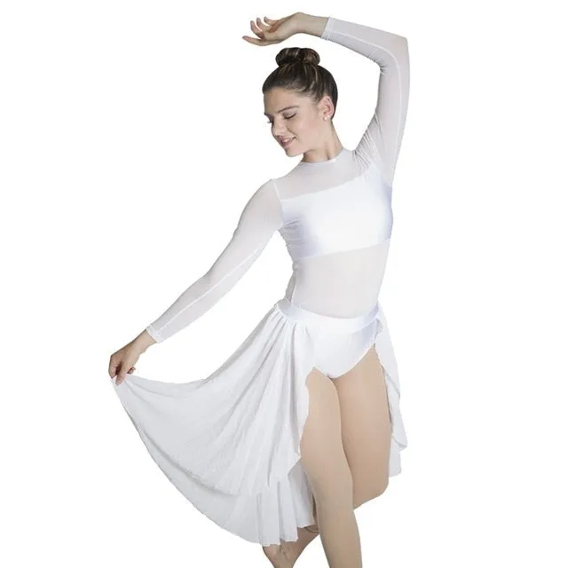 #9986 Womens Beautiful Long Mesh Sleeved Lyrical Performance Costume