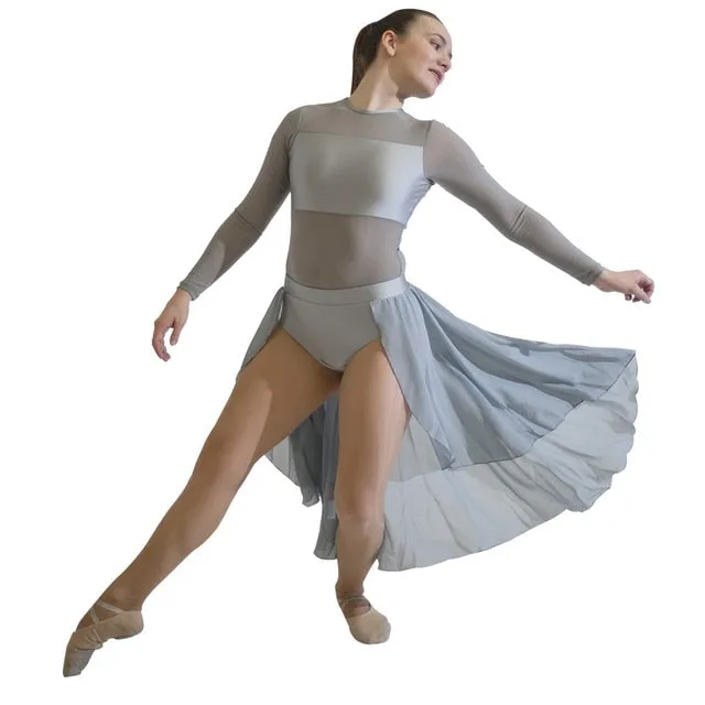 #9986 Womens Beautiful Long Mesh Sleeved Lyrical Performance Costume