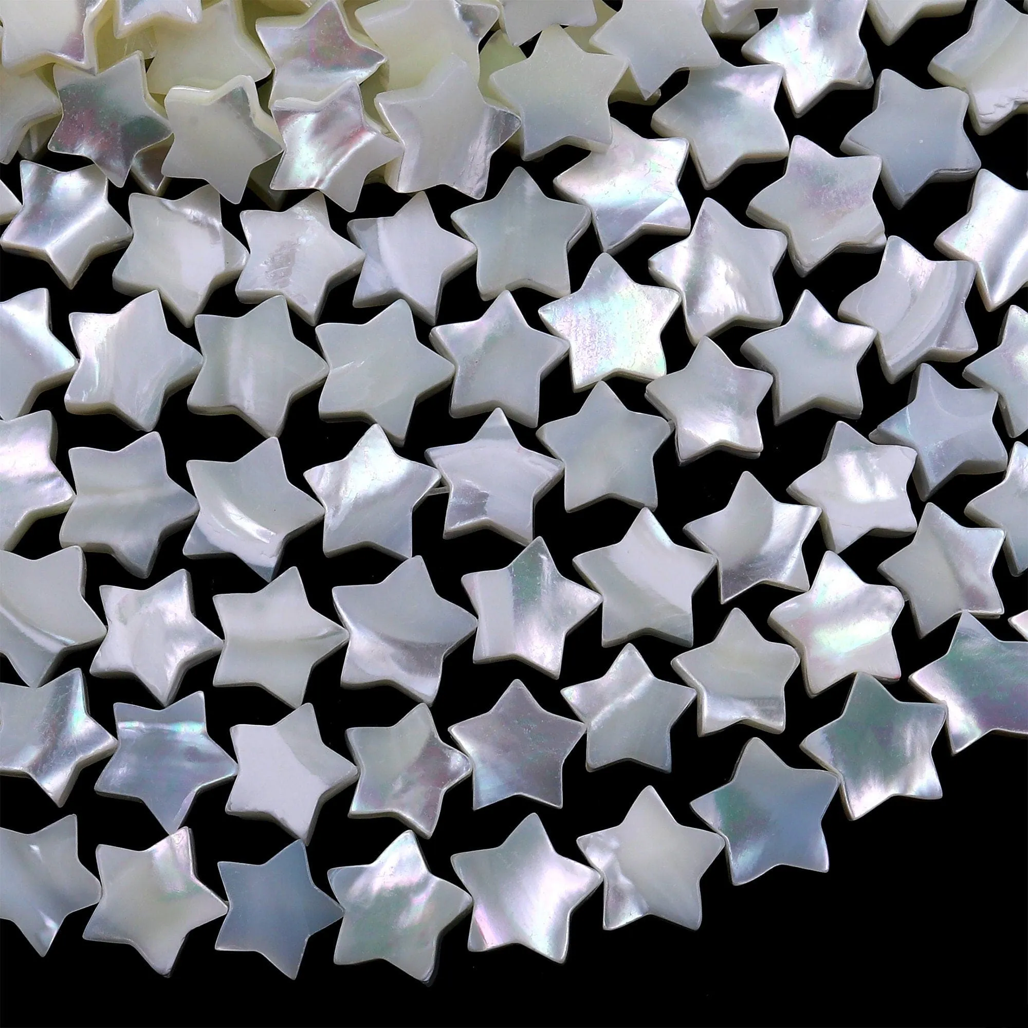 AAA Iridescent Natural White Mother of Pearl Shell Beads Star Shape 15.5" Strand