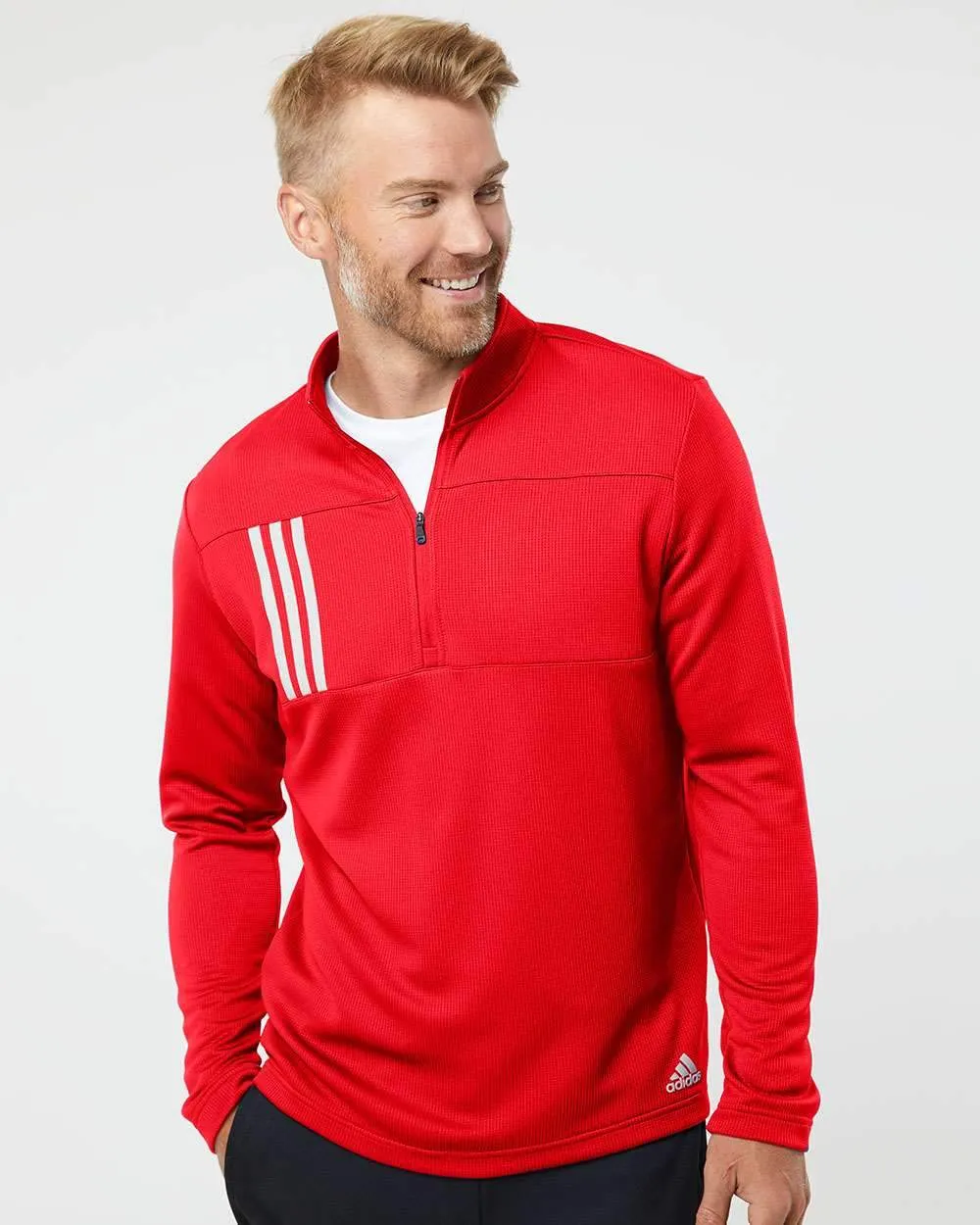 adidas - Men's 3-Stripes Double Knit Quarter-Zip Pullover