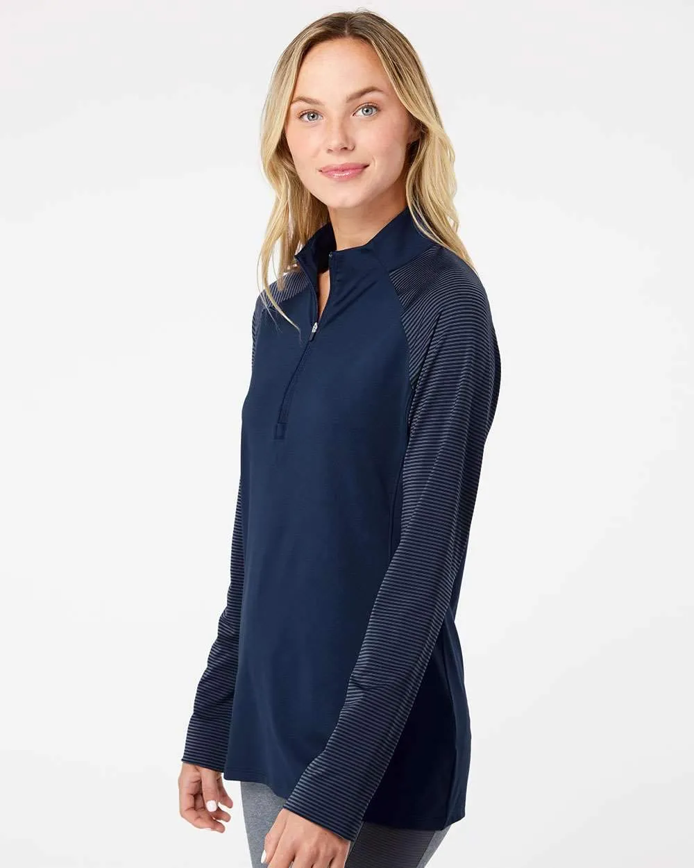 adidas - Women's Stripe Block Quarter-Zip Pullover