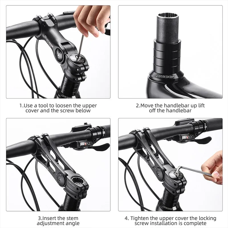 Adjustable Bicycle Handlebar 31.8MM Stem Extender 80 Degree Angle Riser MTB Front Fork CNC Variable Stem Extension