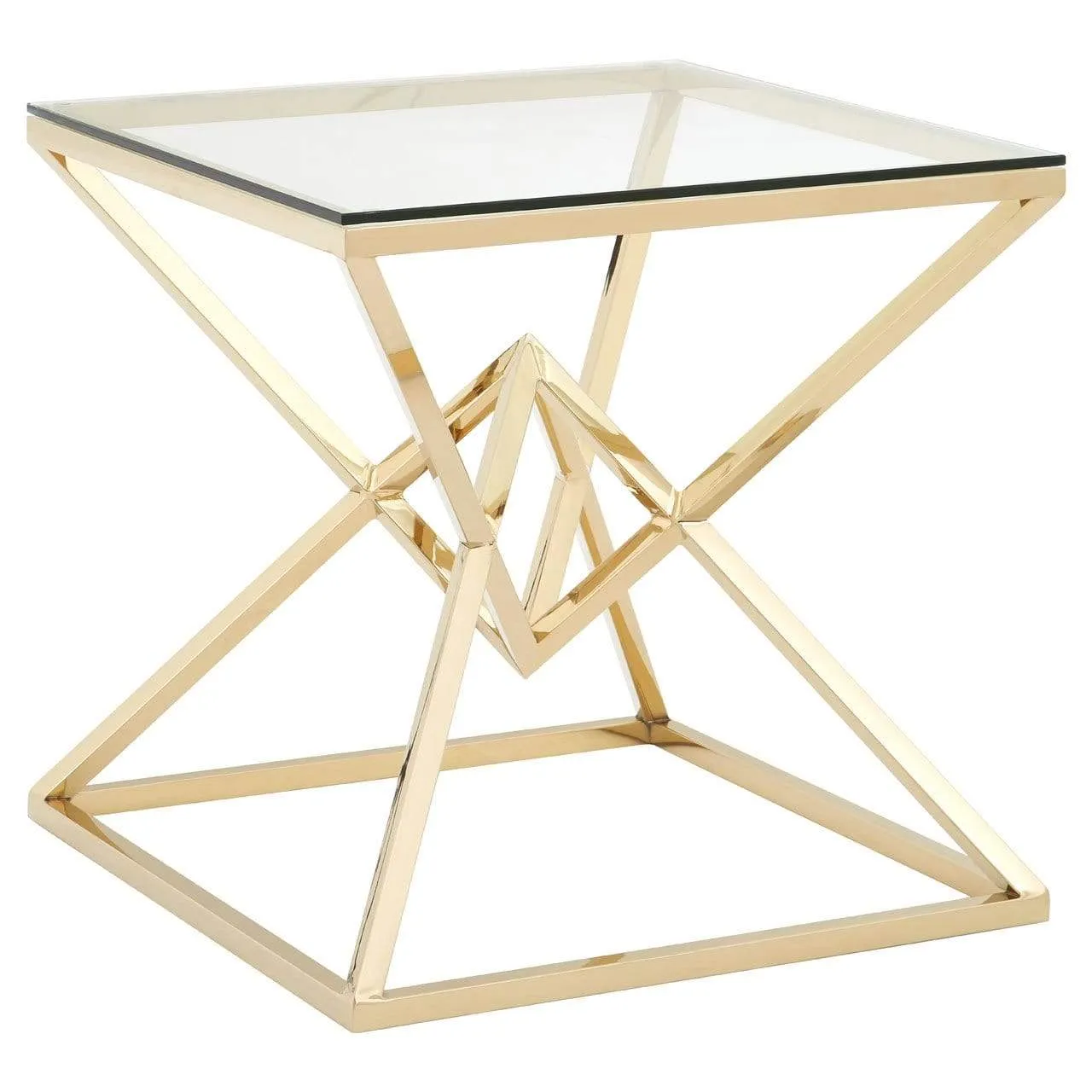 Allez Corseted Square Champagne End Table