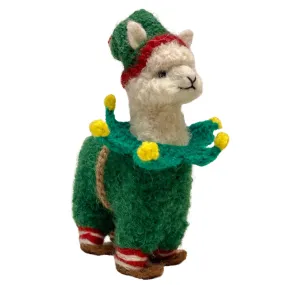 Alpaca Elf Felted Ornament