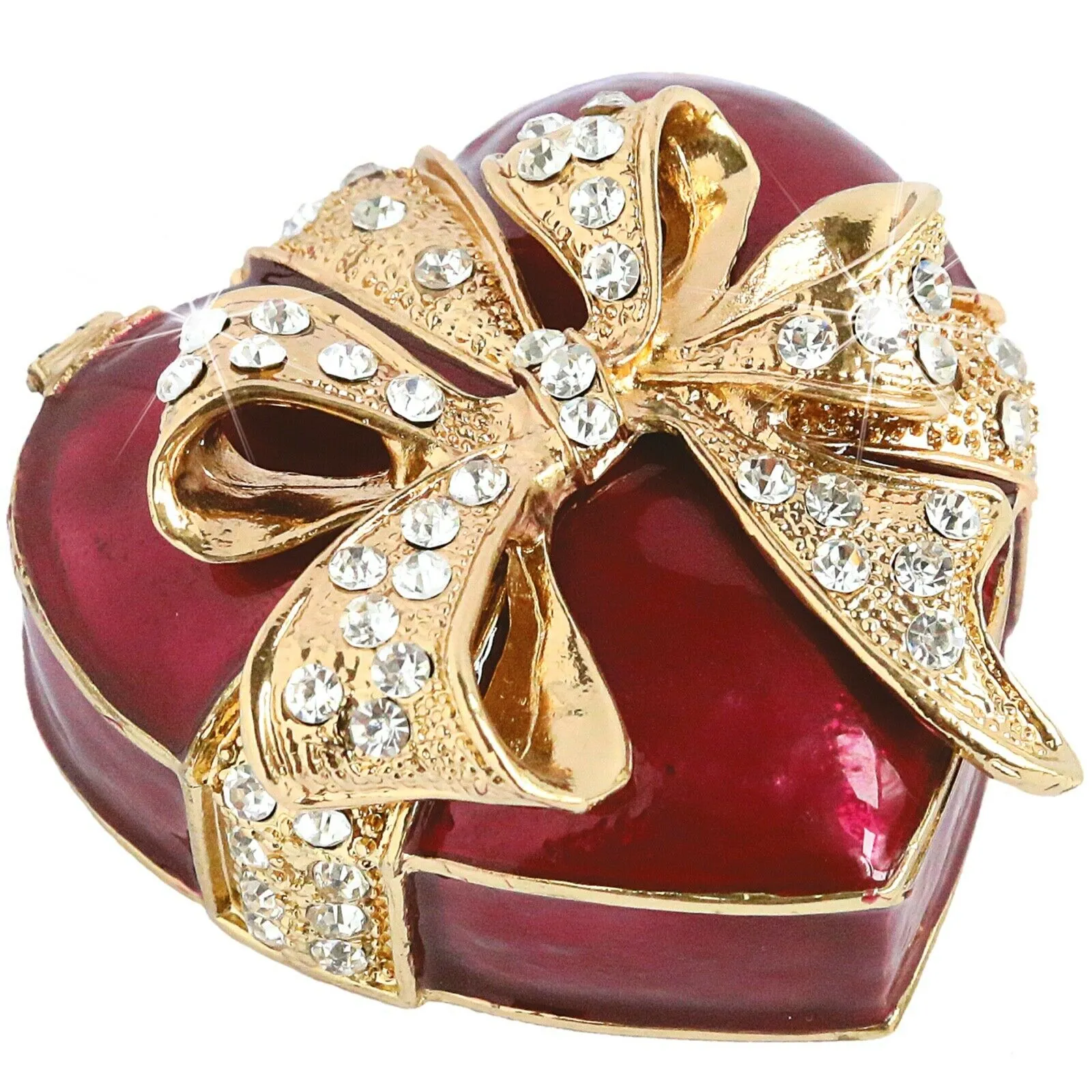 Arora Design Craycombe Red Heart Shaped Trinket Box With Gold Bow