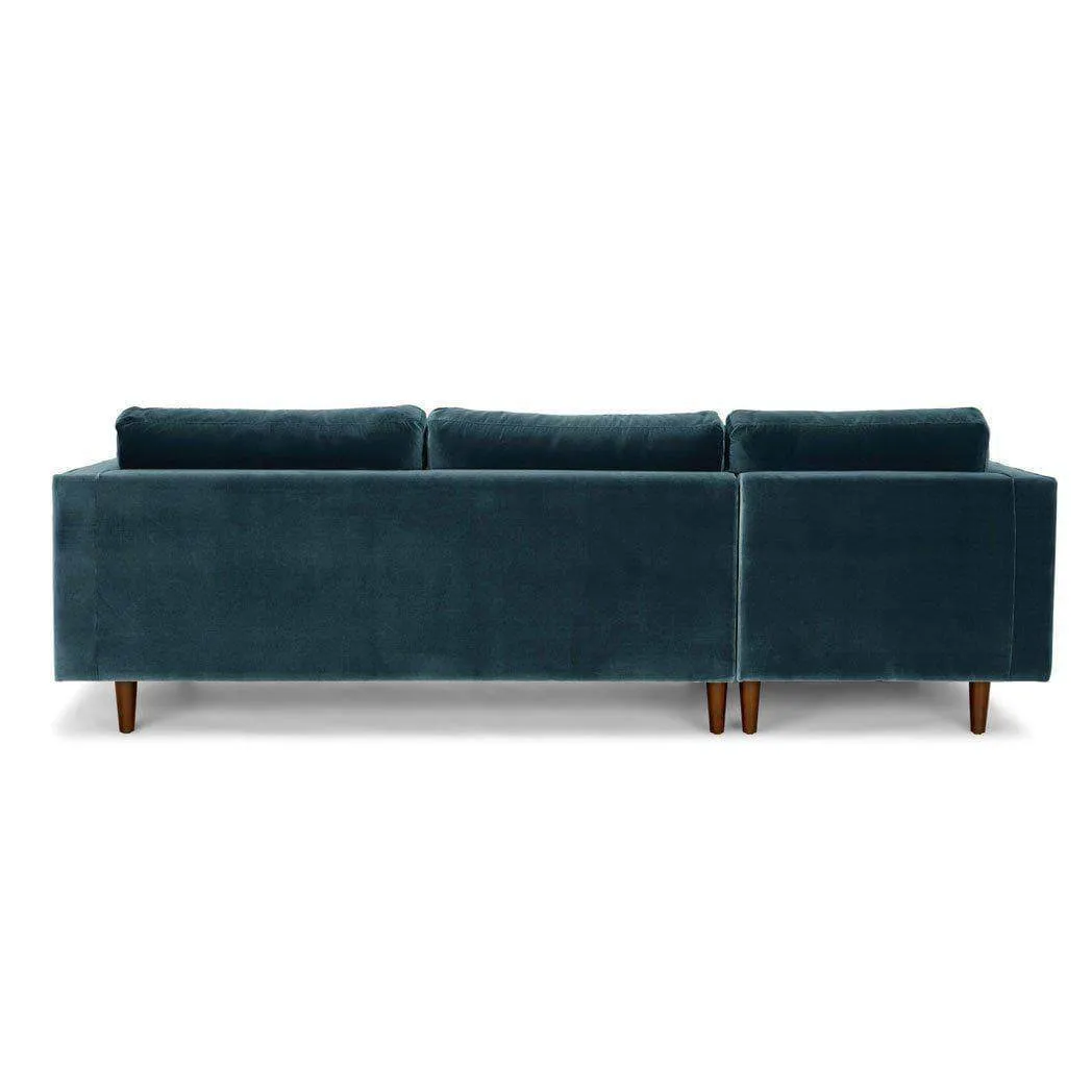 Ashla L-Shape Petrol Velvet Fabric Sofa