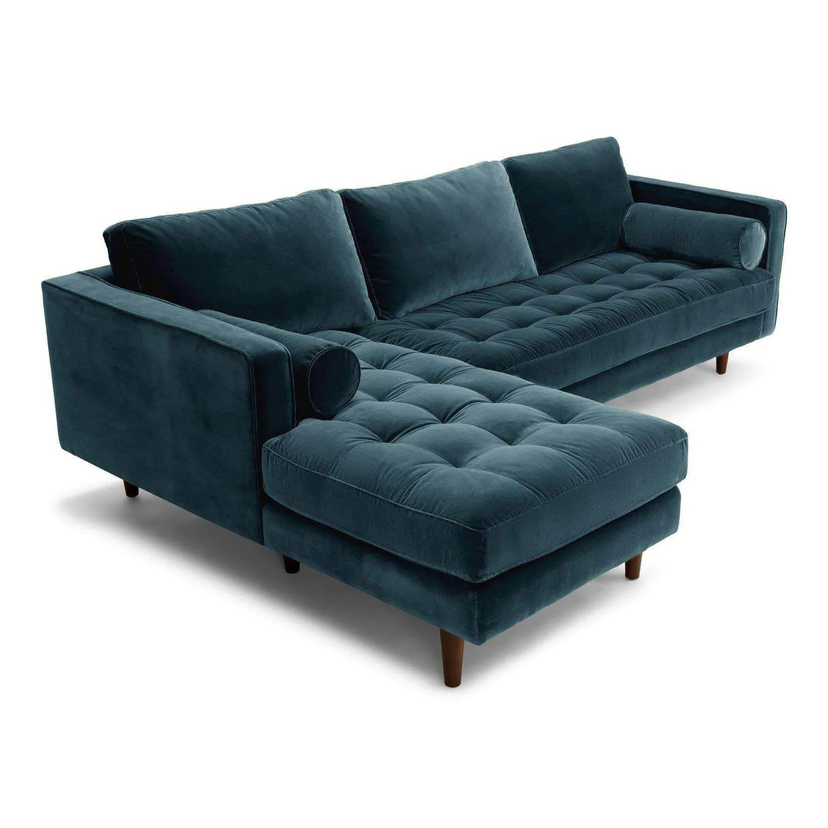 Ashla L-Shape Petrol Velvet Fabric Sofa