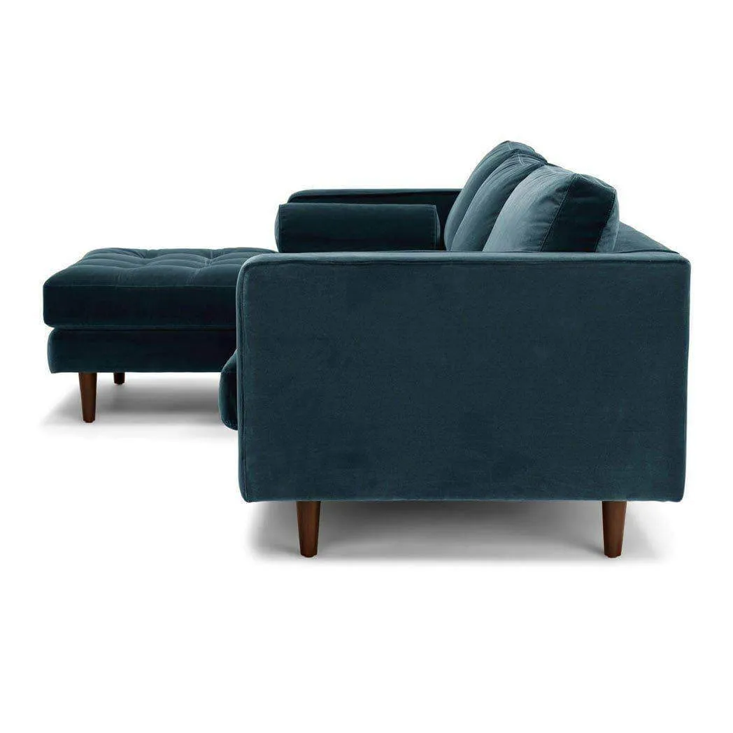 Ashla L-Shape Petrol Velvet Fabric Sofa