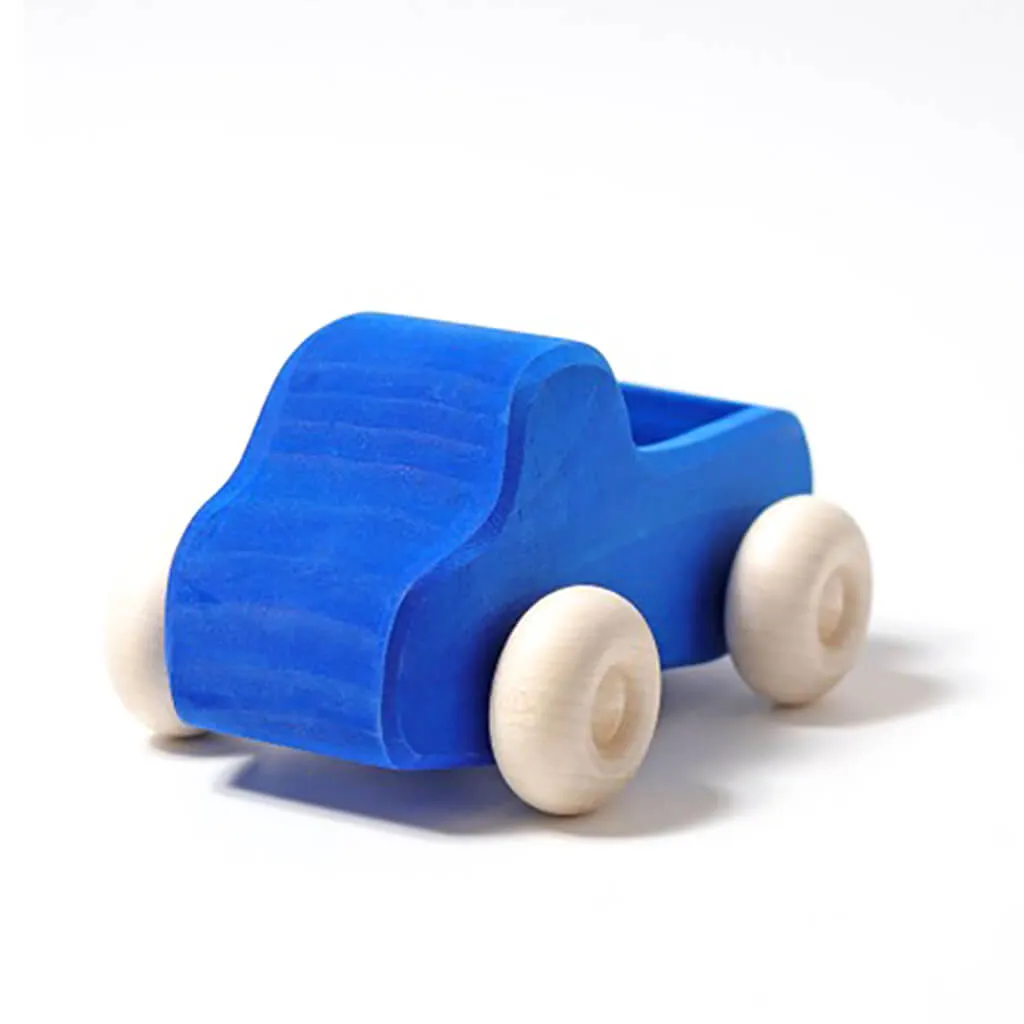 Authentic Grimm's Wooden Small Truck Toy Blue