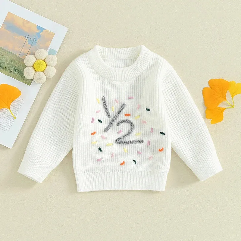 Baby Girls Deluxe Sweater - Half Birthday - 6M, 12M