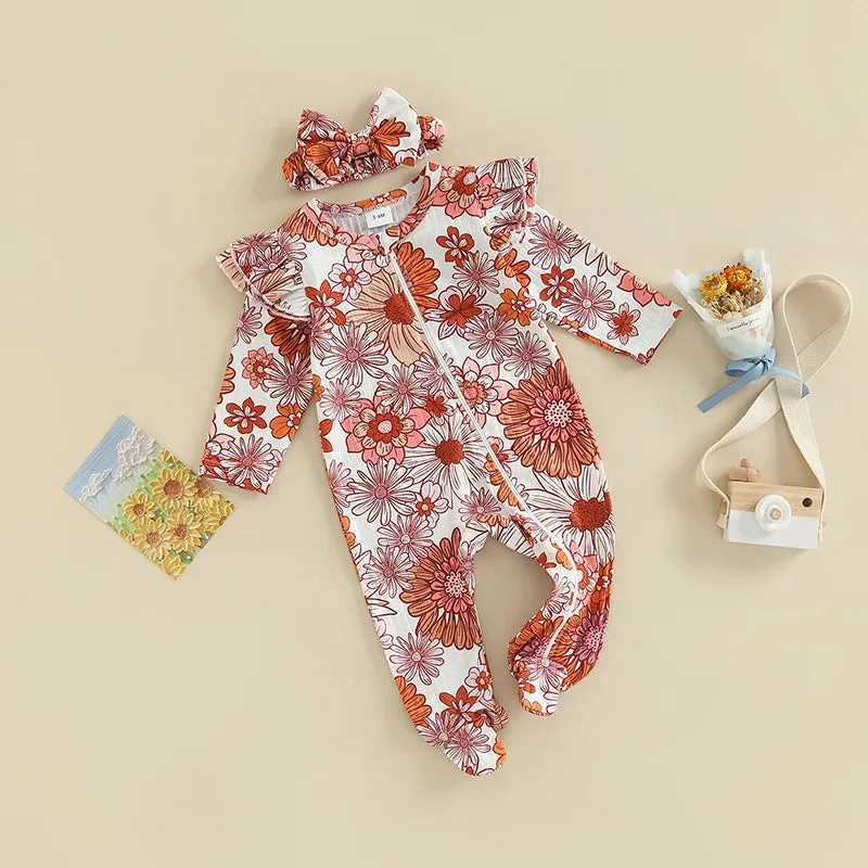 Baby Girls (to 6m) Infant Layette Floral Romper with Headband