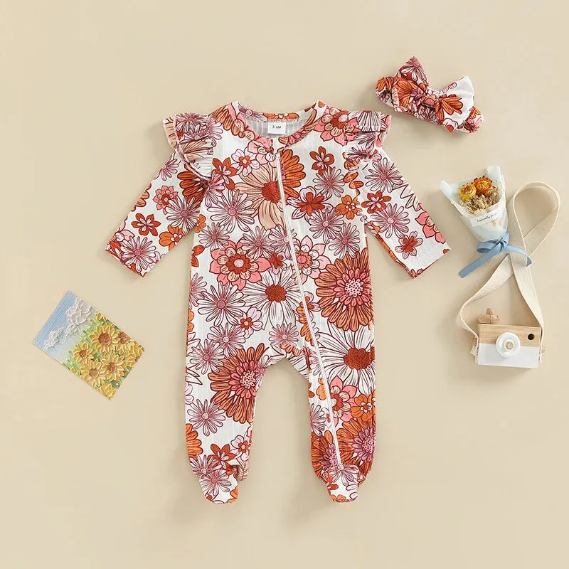 Baby Girls (to 6m) Infant Layette Floral Romper with Headband