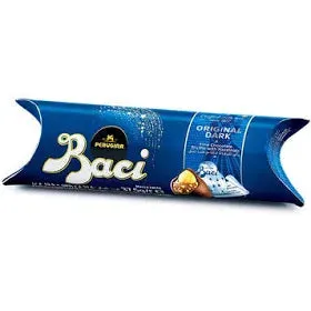 Baci Perugina Original Dark Chocolate Truffles Tube 3 Pieces, 37.5grams (14- Packs per Case)