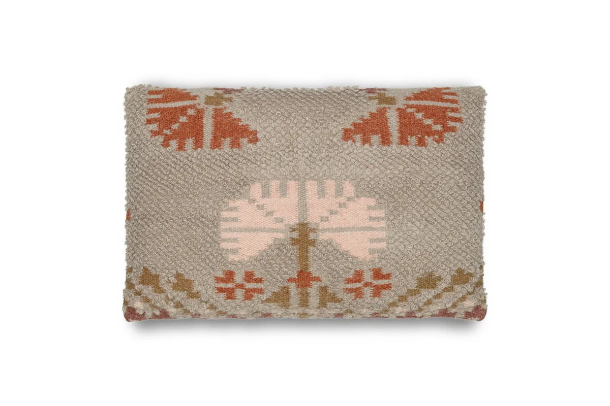 Bagru Wool & Cotton Cushion Cover - Soft Grey