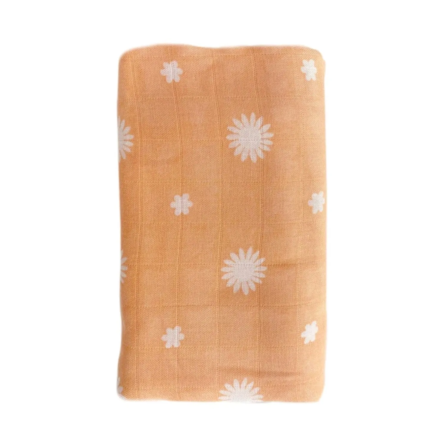 Bamboo   Cotton Muslin Peach - Daisy Print