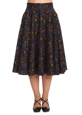 Banned All Hallows Cat 50's Swing Skirt Black