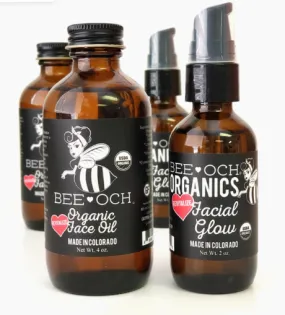 Bee-Och Organic Facial Oil - Daily Morning Moisturizer - 2 oz Glass