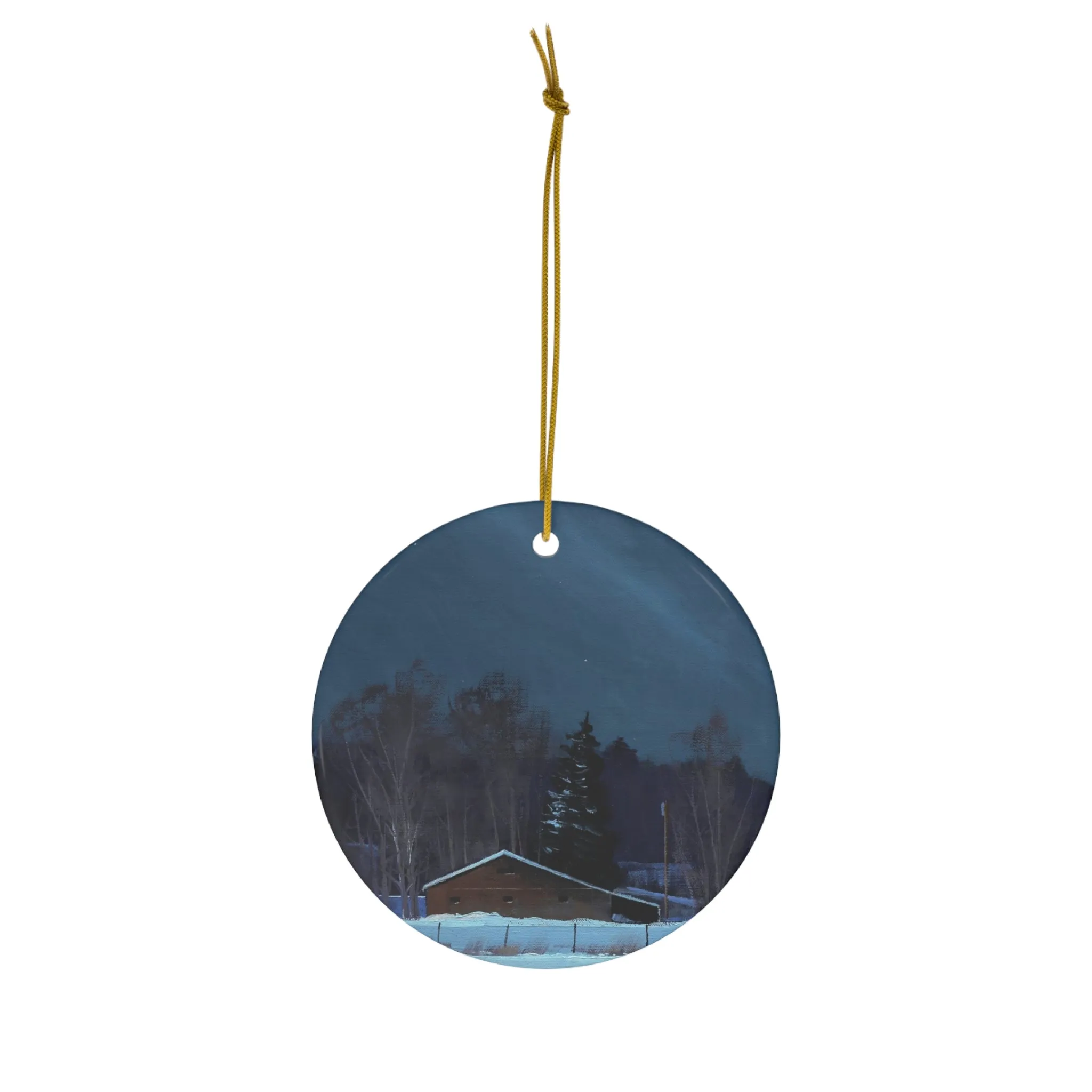 Ben Bauer: "Grant Barns at Night" - Ceramic Ornament, 1-Pack