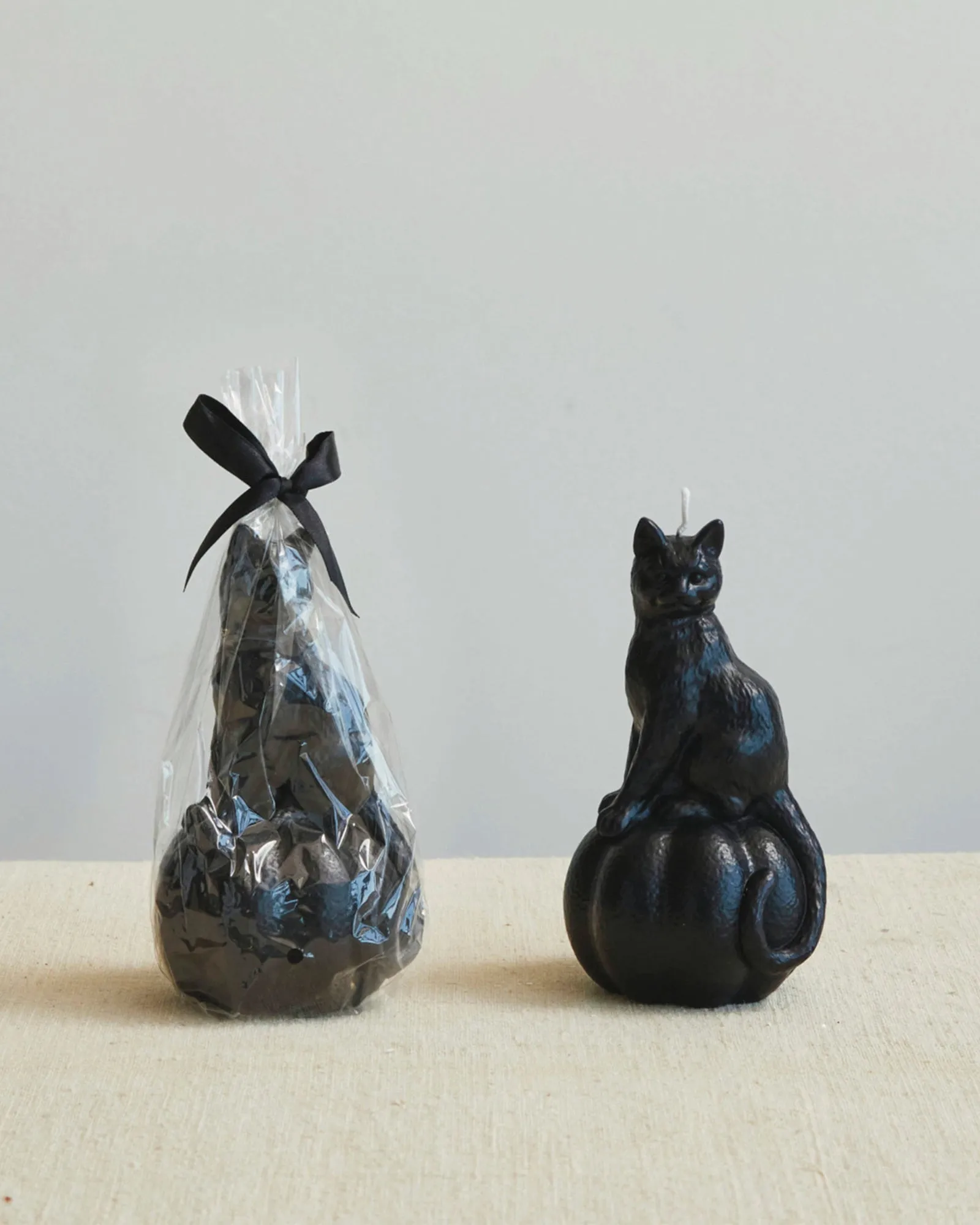 Black Cat on Pumpkin Candle