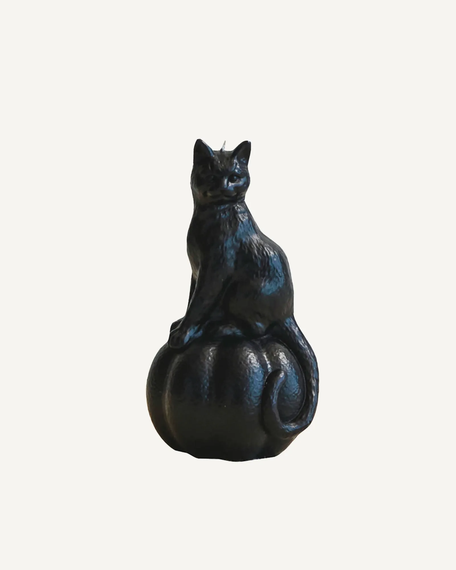 Black Cat on Pumpkin Candle