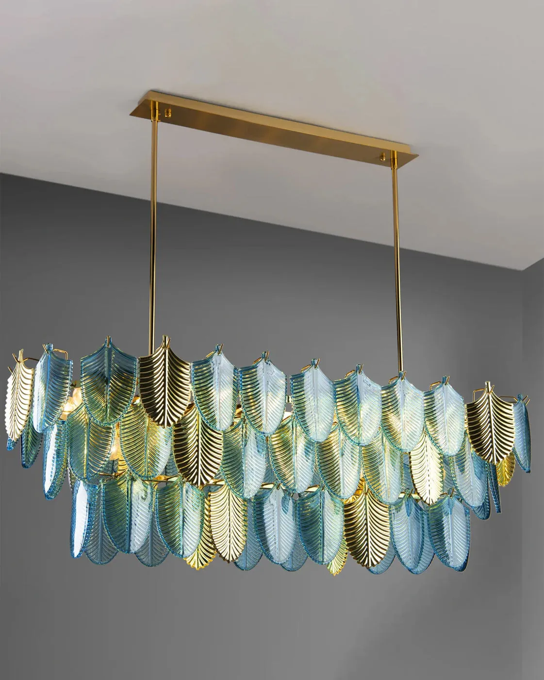 Blue Crystal Leaf Chandelier