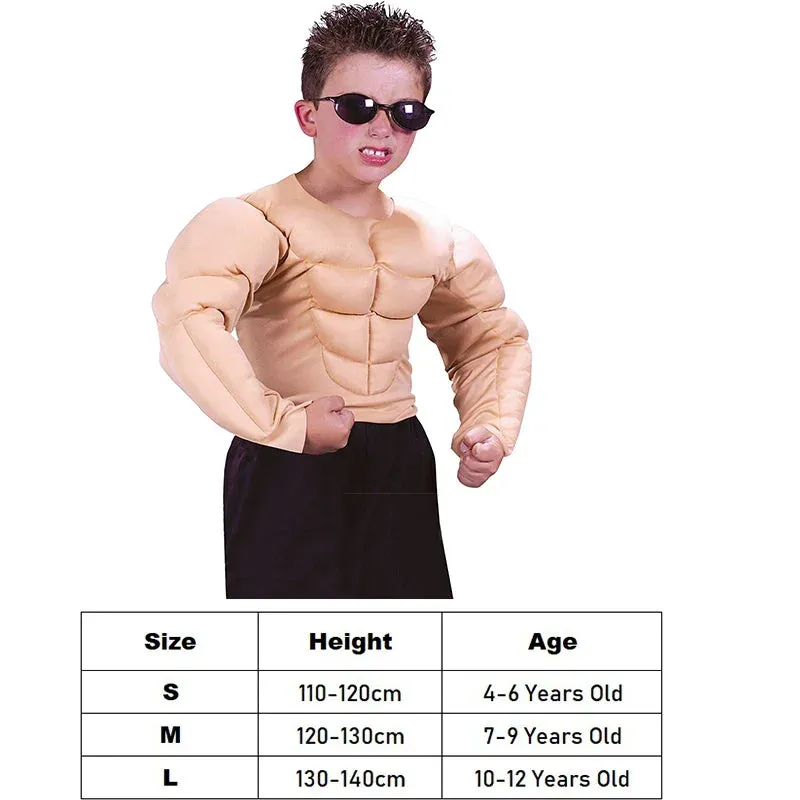 Boys Muscle Wrestler Shirt Halloween Kid Costumes