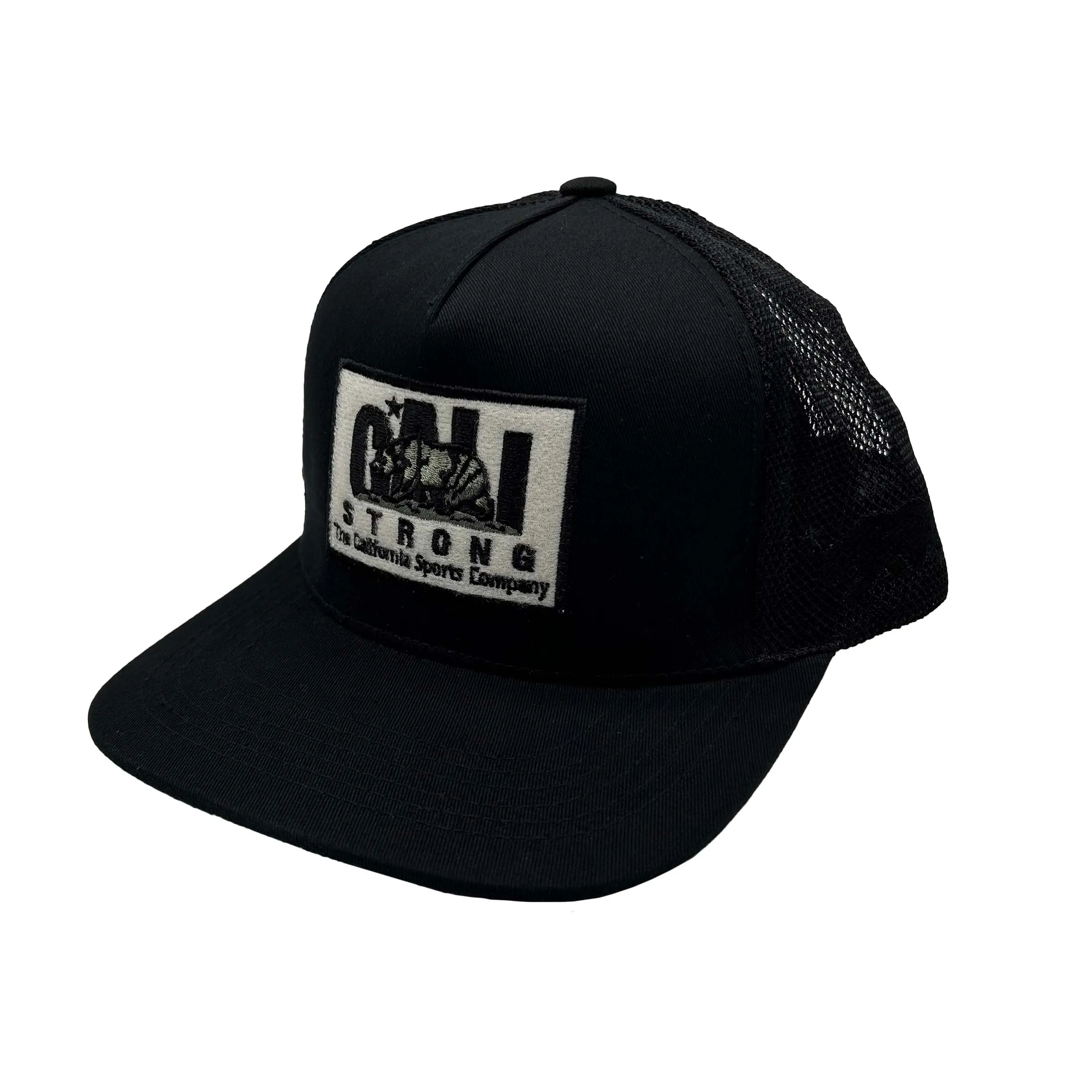 CALI Strong Original Tactical Trucker Hat Flat Bill Morale Patch Black Dark Grey