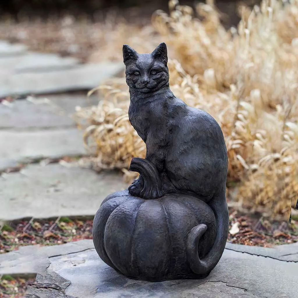 Campania International Cat on Pumpkin Statue