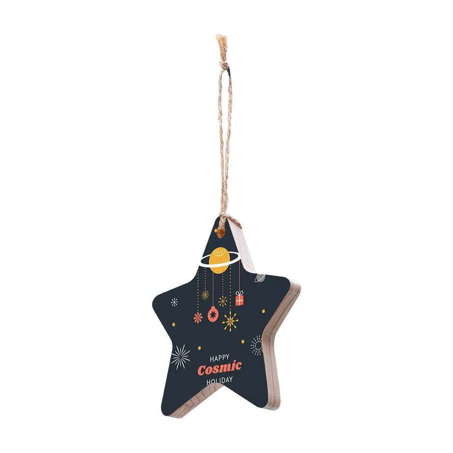 Christmas Decorations HAPPY COSMIC HOLIDAY- Wooden Xmas Star And Fridge Magnet