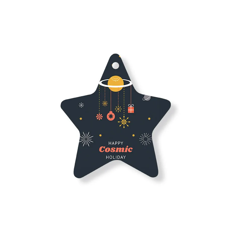 Christmas Decorations HAPPY COSMIC HOLIDAY- Wooden Xmas Star And Fridge Magnet