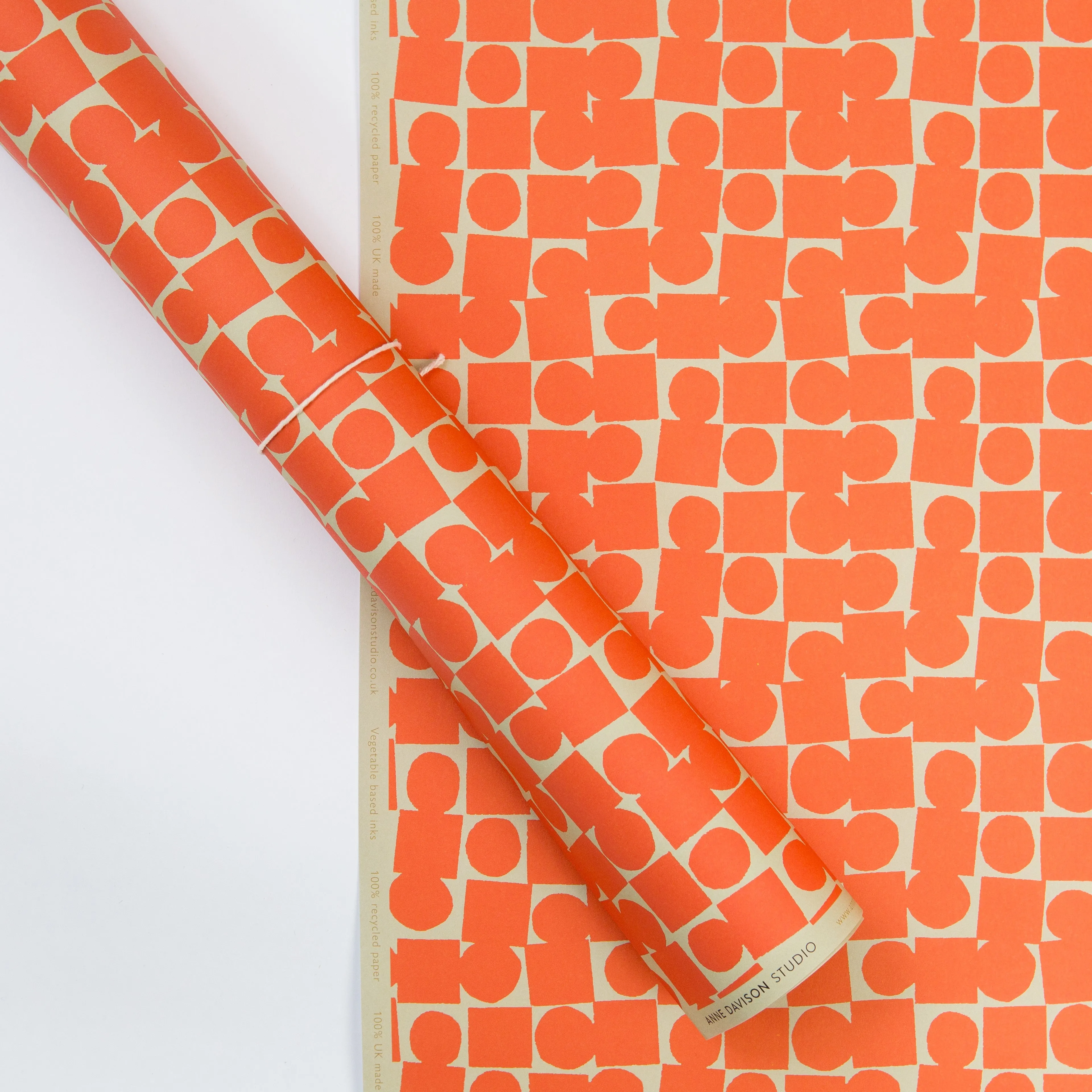 Circles and Squares Wrapping Paper - Orange