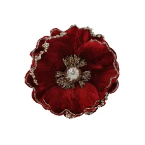 Clip On Fabric Magnolia Burgundy 13cm